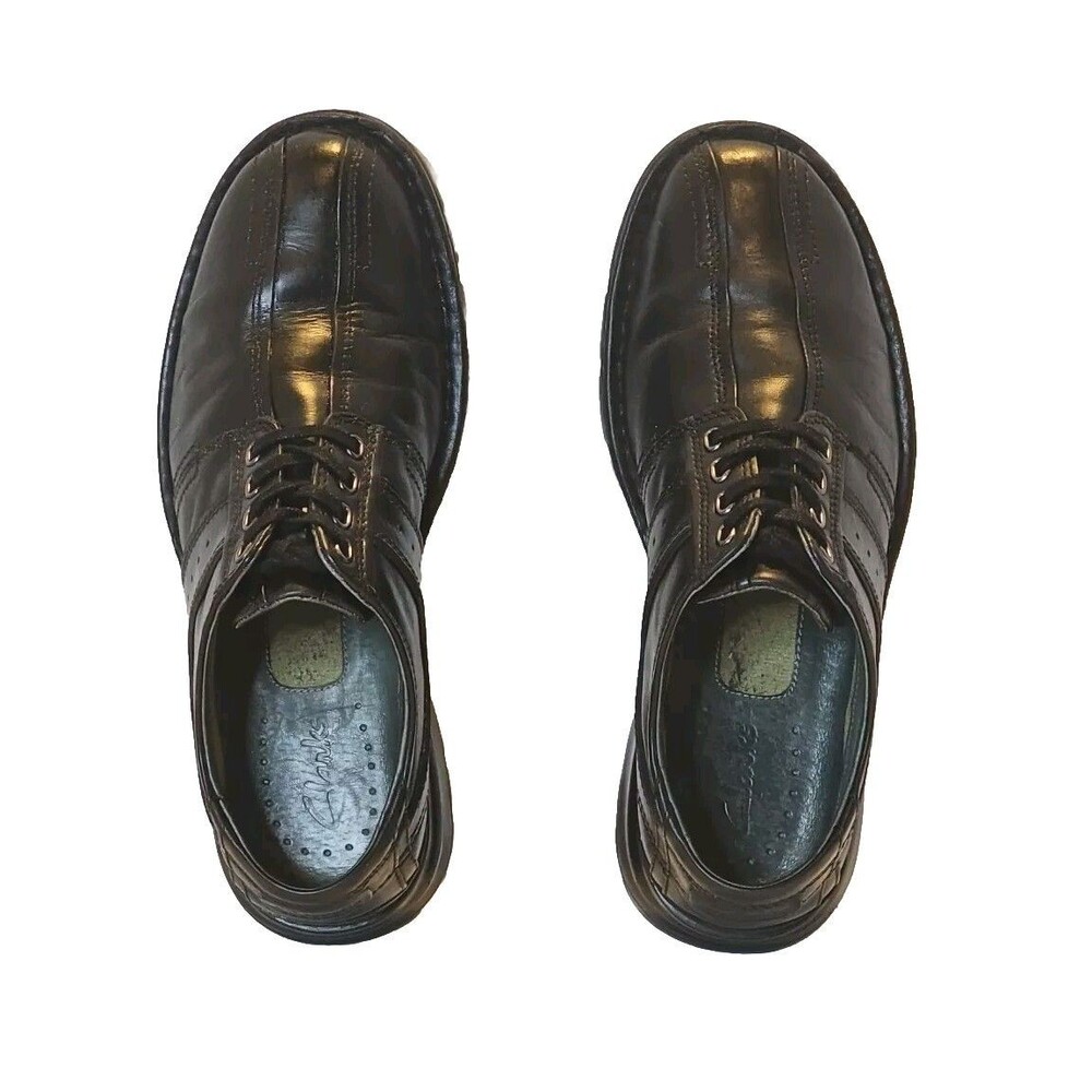 Mens Clarks Hommes Black Leather Lace Up Mens Size 9M 70851